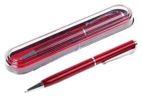 Ручка шариковая, подарочная, в пластиковом футляре, поворотная, «Классика», бордовая с серебристыми вставками Calligrata
