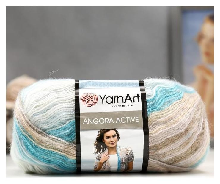 

Пряжа "Angora Active" 25% мохер, 75% акрил 500м/100гр (852 бир-крем-бел), Бежевый