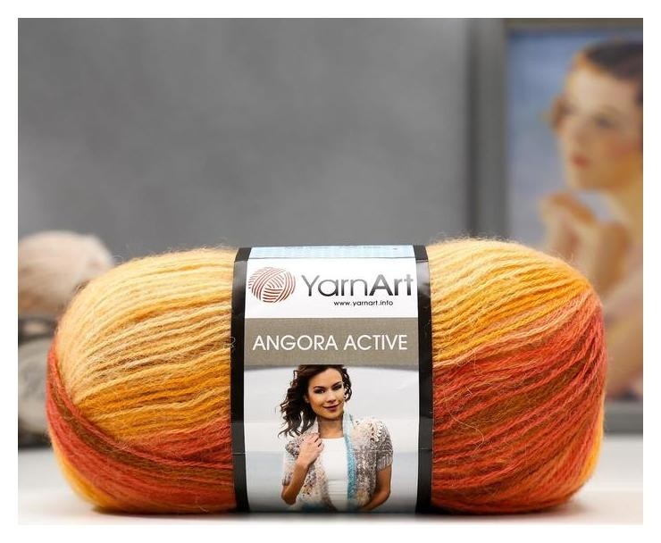 

Пряжа "Angora Active" 25% мохер, 75% акрил 500м/100гр (844 бордово-персиковый), Оранжевый