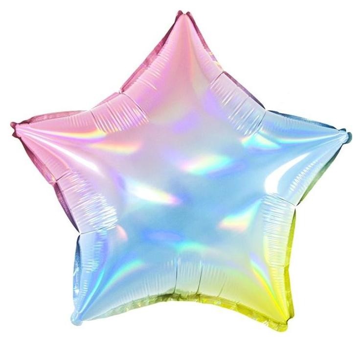 

Шар фольгированный 18" «Перламутровый блеск», звезда, нежная радуга, голография, Разноцветный