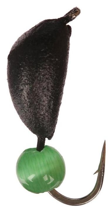 Мормышка безнасадочная «Банан», цвет чёрный, D=4,5 мм, вес 1,3 г, кошачий глаз зелёный, 5 шт.