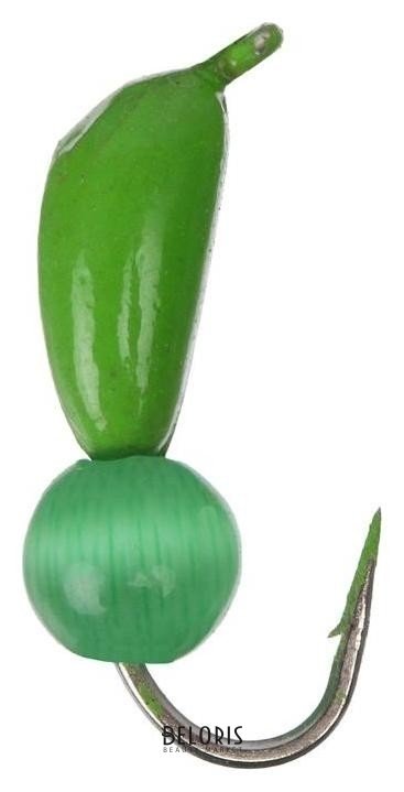Мормышка безнасадочная «Банан», цвет зелёный, D=3 мм, вес 0,5 г, кошачий глаз зелёный, 5 шт. Yaman