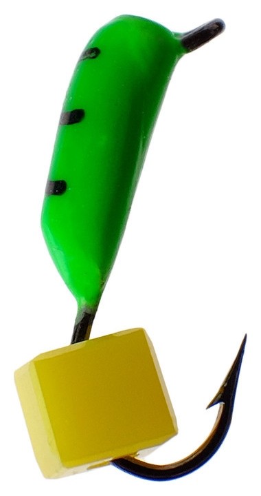 Мормышка «Столбик» 1,5 с «сырным» кубиком, цвет зелёный, 490