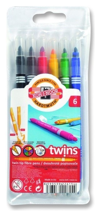 

Фломастеры 6 цветов Twins, двусторонние