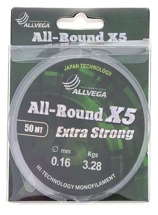 

Леска Allvega All-round X5 0,16 мм, 50 м, Прозрачный