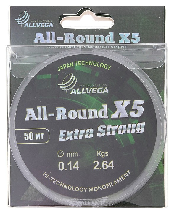 

Леска Allvega All-round X5 0,14 мм, 50 м, Прозрачный