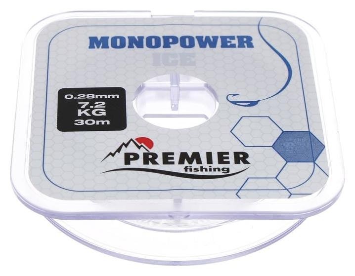 Леска Premier Fishing Monopower ICE 0,28 мм, 30 м Clear Nylon Premier fishing