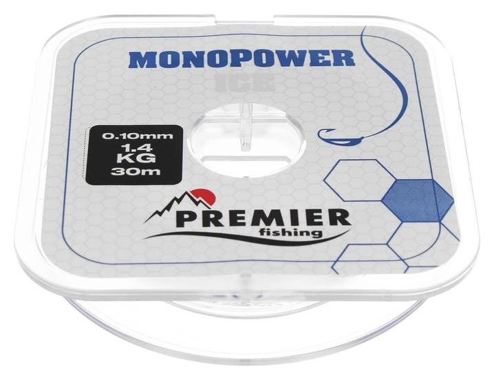 Леска Premier Fishing Monopower ICE 0,10 мм, 30 м Clear Nylon Premier fishing