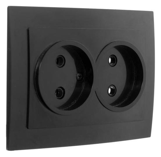 

Розетка "Элект" RS 16-237-ч, двухместная, без з/к, скрытая, черная, Чёрный