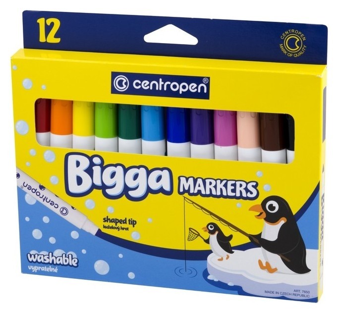 

Фломастеры Bigga Markers, 12 цветов, линия 1 мм