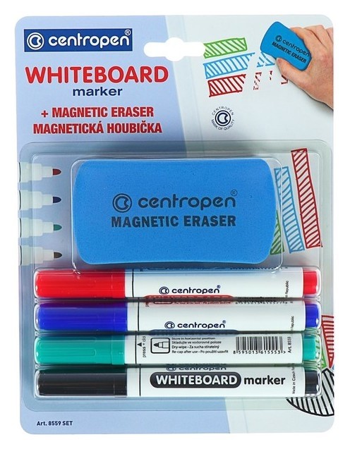 Набор маркеров Centropen 8559 для доски, 4 цвета, 2.5 мм, блистер с европодвесом