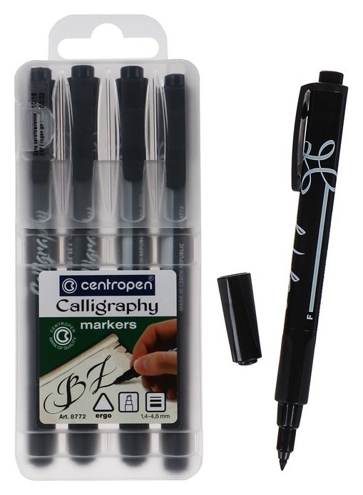 

Набор маркеров для каллиграфии Centropen 8772, 4 штуки, 1.4-4.8 мм, пластиковая упаковка, европодвес