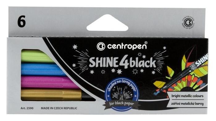 

Фломастеры для черной бумаги Shine, 6 цветов