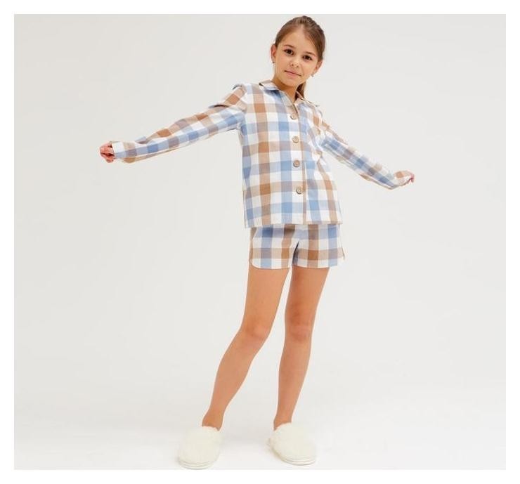 

Комплект для девочки (Рубашка, шорты) Minaku: Home Collection Kids цвет синий, рост 128