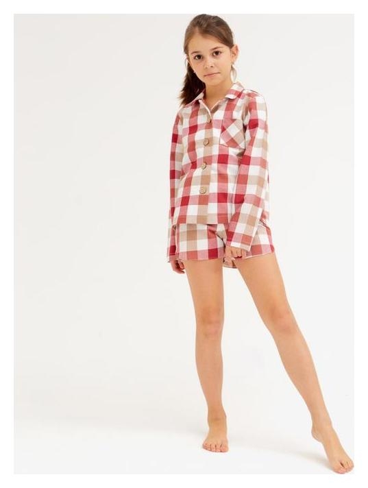 Комплект для девочки (Рубашка, шорты) Minaku: Home Collection Kids цвет красный, рост 116