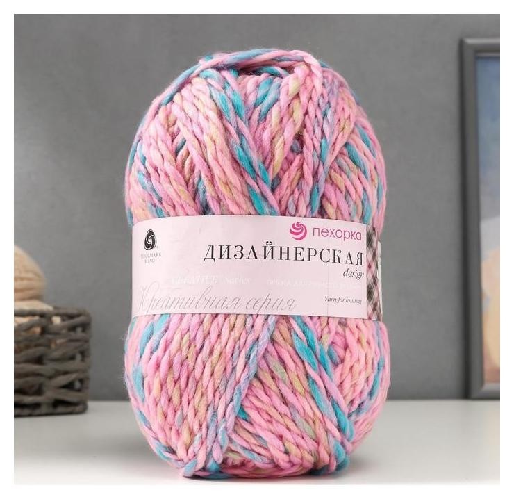 

Пряжа "Дизайнерская" 50% шерсть, 50% акрил 150м/200гр (1232 М), Разноцветный