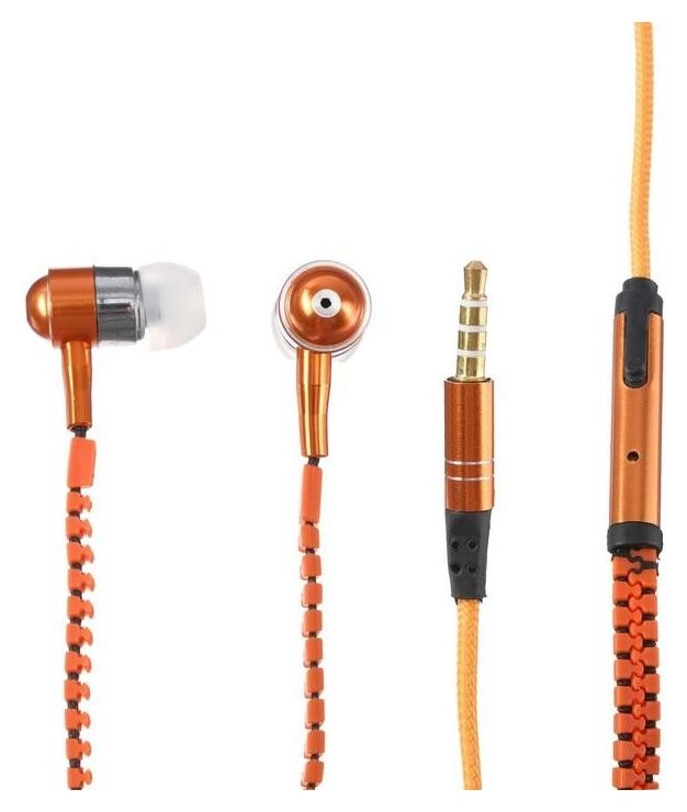 Наушники Eltronic Zipper, вакуумные, микрофон, 102 дБ, 32 Ом, 3.5 мм, 1.2 м, оранжевые