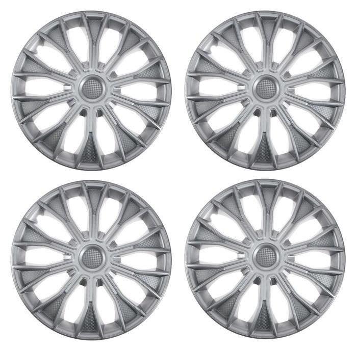 

Колпаки колесные  "Волтек", серебристый, карбон, набор 4 шт