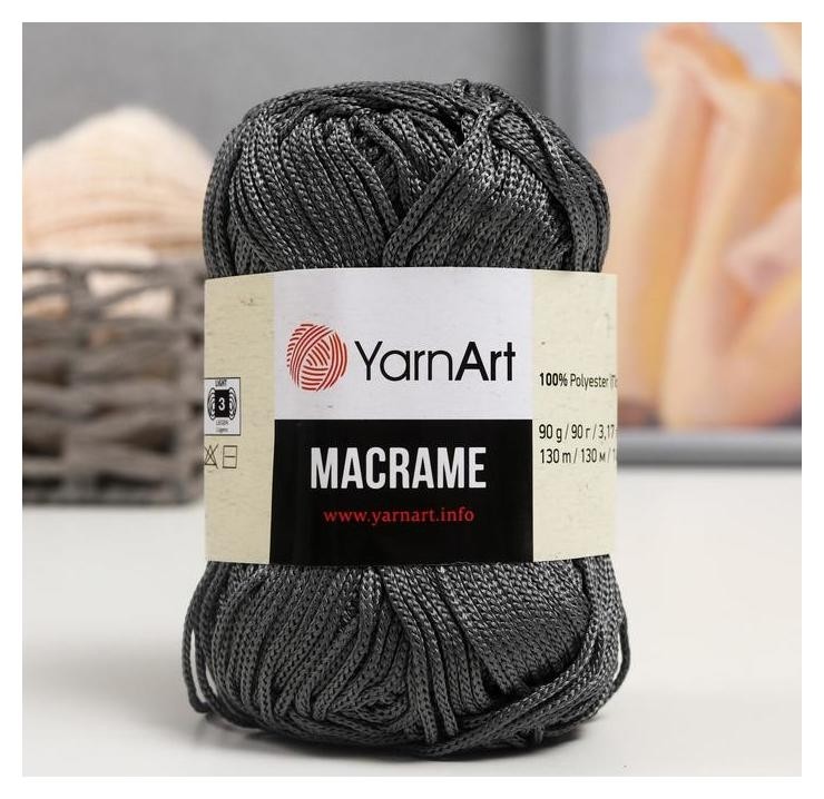 

Пряжа "Macrame макраме" 100% полиэстер 130м/90гр (159 стальной), Серый