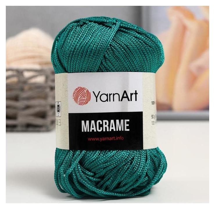 

Пряжа "Macrame макраме" 100% полиэстер 130м/90гр (158 изумруд), Зелёный