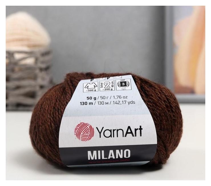 

Пряжа "Milano" 8%альпака, 20%шерсть, 8%вискоза, 64%акрил 130м/50гр (871), Коричневый