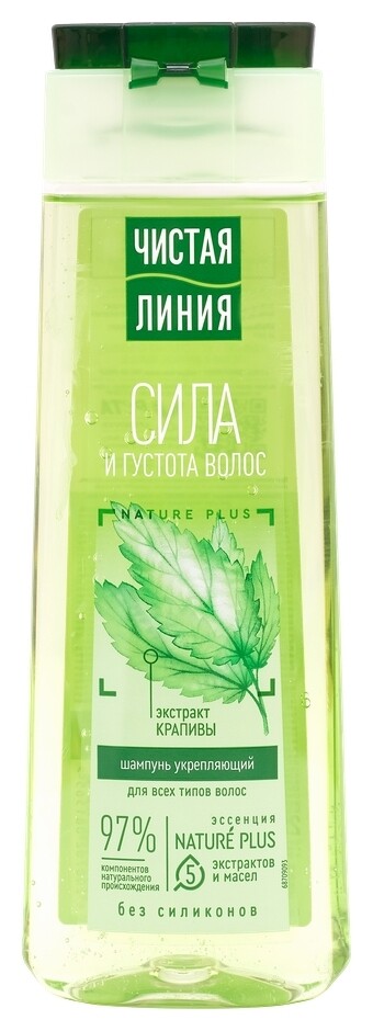 Шампунь для всех типов волос Укрепляющий крапива Чистая линия