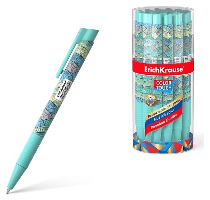 

Ручка шариковая автомат Erichkrause Colortouch Emerald Wave, узел 0.7мм, чернила/синие 50825