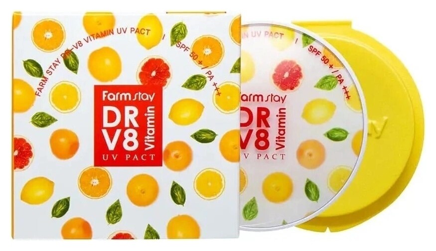 Компактная пудра с витаминами со сменным блоком DR-V8 Vitamin UV Pact SPF 50/PA+++ FarmStay