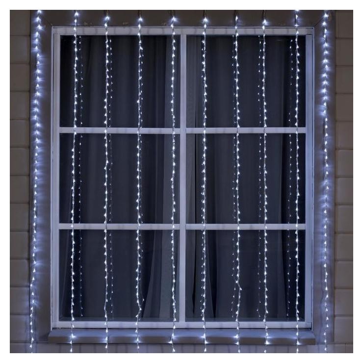 

Гирлянда "Водопад" 2 х 3 м, Ip44, умс, прозрачная нить, 800 Led, свечение белое, 8 режимов, 220 В