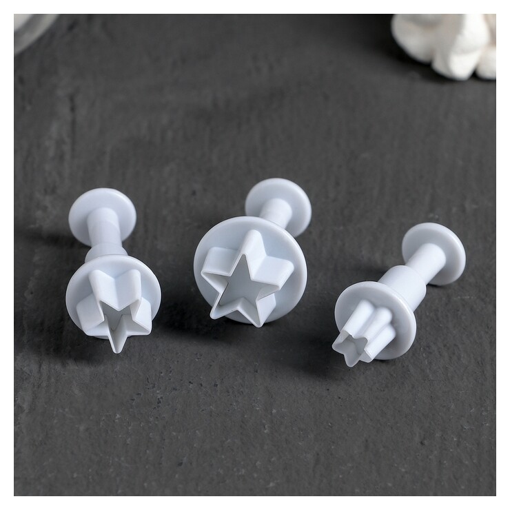 Набор плунжеров кондитерских доляна «Звездочка», 3 шт: D=1,1 см, D=8 мм, D=5 мм  Доляна