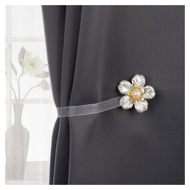 Подхват для штор «Перламутровый пятилистник», D = 5,5 см, цвет белый  Арт узор