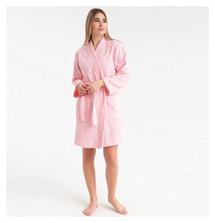 

Халат махровый "Экономь и Я" женский р-р  нежно-розовый, 340 г/м2, хл.100% с Airo