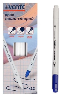 Ручка "Пиши-стирай" капилярная Devente, 0.5 мм и 3 мм, белый корпус, синяя deVente
