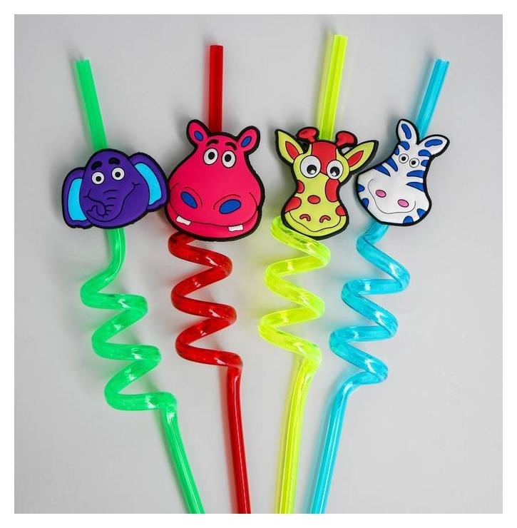 

Трубочка из пластика «Сафари», набор 4 шт., Разноцветный