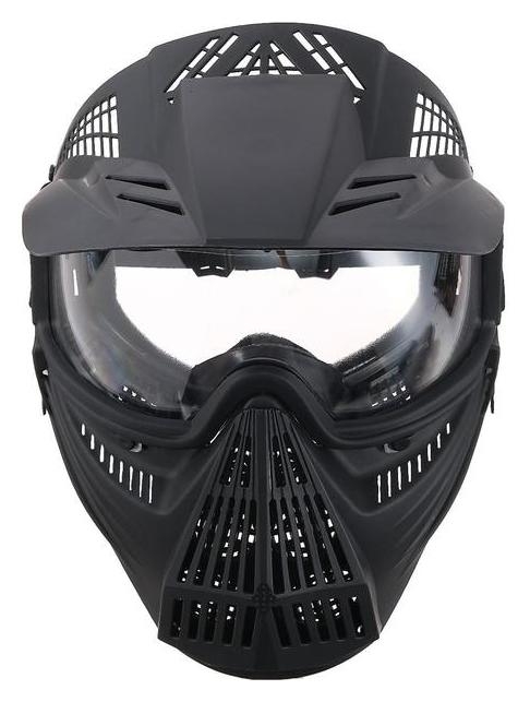 Очки-маска для езды на мототехнике, разборные, визор прозрачный, козырек, черный