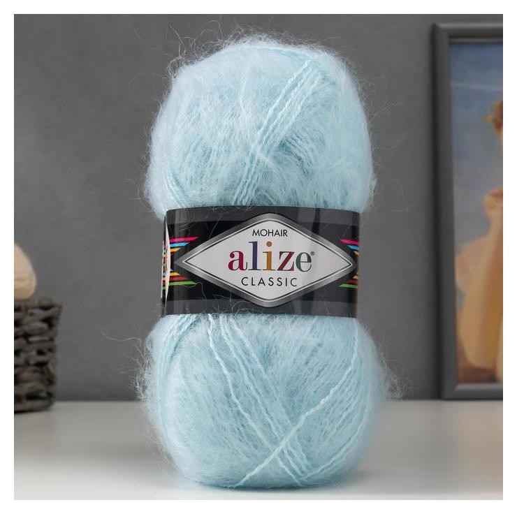 

Пряжа "Mohair Classic" 25% мохер, 24% шерсть, 51% акрил 200м/100гр (522 айсберг), Голубой