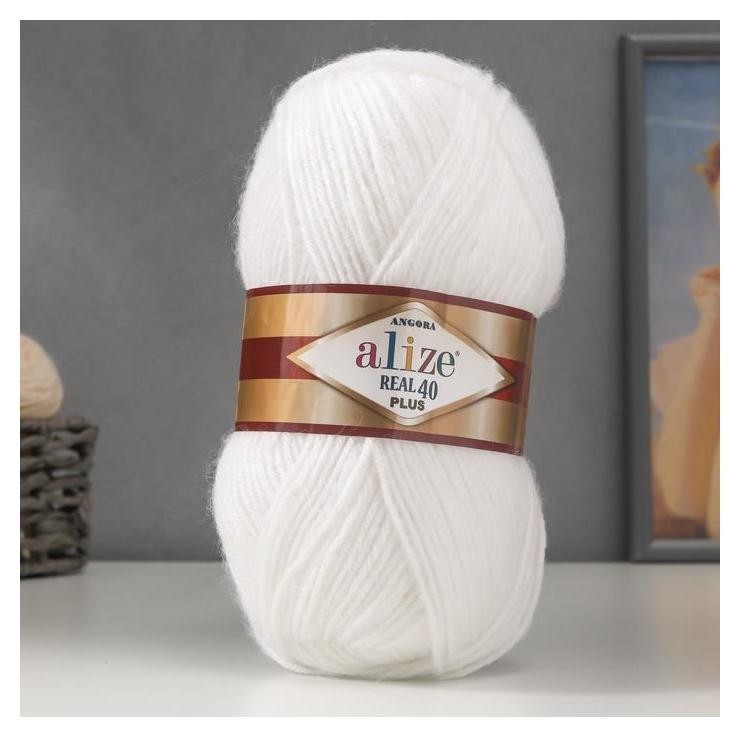 

Пряжа "Angora Real 40 Plus" 40% шерсть, 60% акрил 225м/100гр (55 белый)