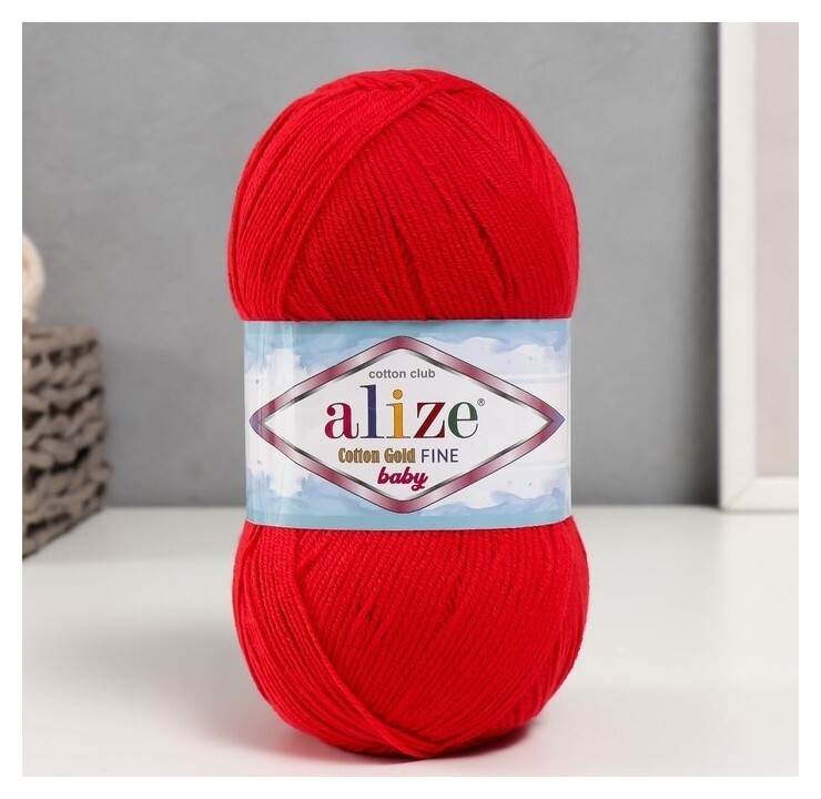 Пряжа Cotton Gold Fine Babe 55% хлопок, 45% акрил 470м/100гр (56 красный)  Alize