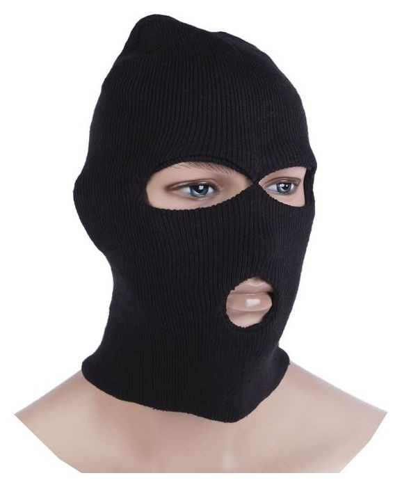 Шлем-маска 3 отверстия, цвет чёрный