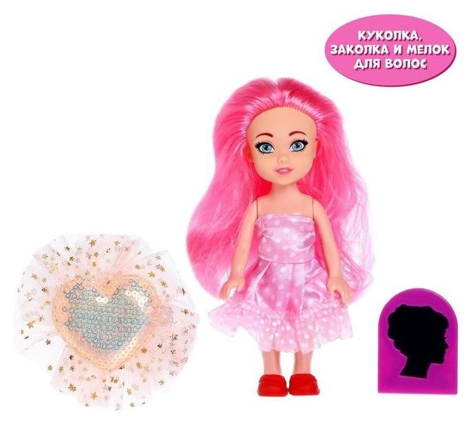 

Кукла "Magic Hair" с мелком для волос - розовая, в пакете