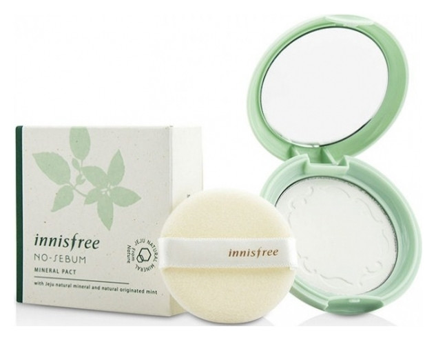 Бесцветная компактная пудра для жирной кожи "No Sebum Mineral Pact" Innisfree