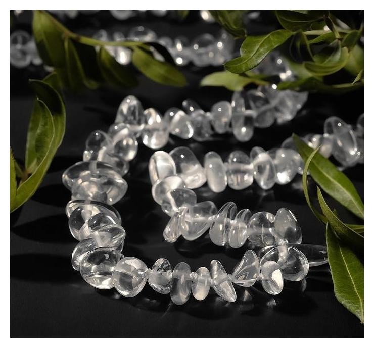 

Бусы "Горный хрусталь" крошка мелкая обработанная, 50см, Прозрачный