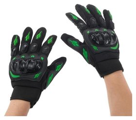 Перчатки для езды на мототехнике, с защитными вставками, пара, размер М, черно-зеленый 
