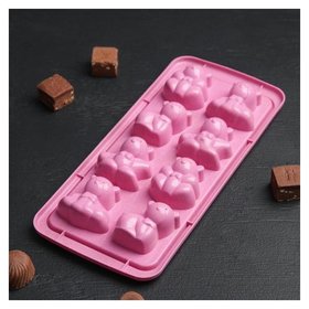 Форма для льда и шоколада «Зверята», 8 ячеек, 25×11×2,5 см 