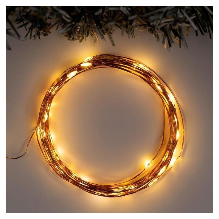 

Гирлянда Нить 5 м роса, медная нить, 50 Led, 3 х AA