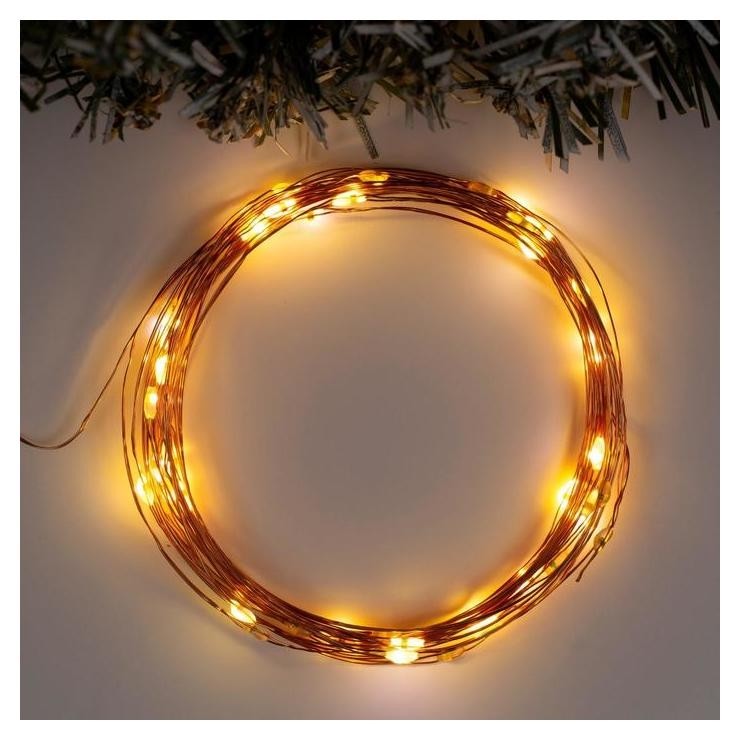 

Гирлянда Нить 5 м роса, 50 Led, 3 х AA, медная нить