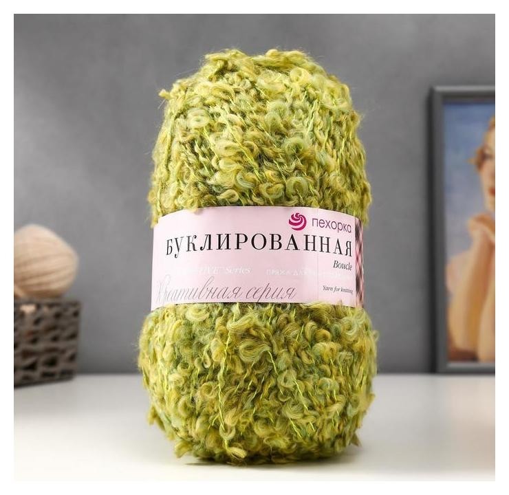 

Пряжа "Буклированная" 30% мохер,20% шерсть,50% акрил 220м/200гр (1097 М), Зелёный