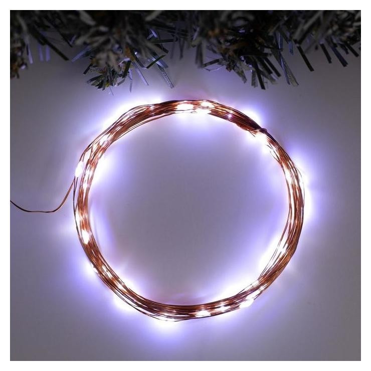 

Гирлянда "Нить" 5 м роса, Ip20, медная нить, 50 Led, свечение белое, фиксинг, USB
