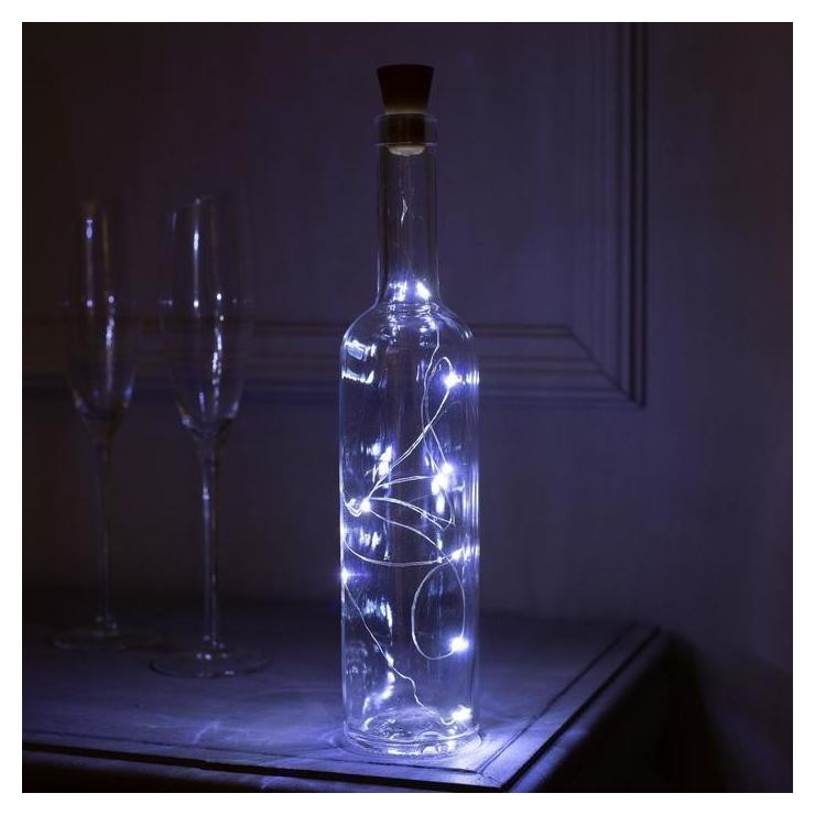 

Гирлянда "Нить" 1 м роса с пробкой, Ip44, серебристая нить, 10 Led, свечение белое, фиксинг, солнечная батарея