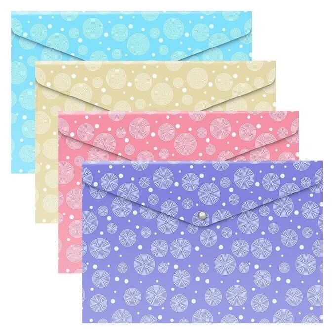 Папка-конверт на кнопке А4 Erichkrause "Pastel Dots", полупрозрачная, 180 мкм, с рисунком  Erich krause